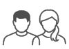 graues Icon, Abbildung zwei Personen, Person mit Zopf und Person mit kurzen Haaren