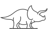 Icon, Dinosaurier Triceratops seitliche Ansicht mit Blickrichtung rechts
