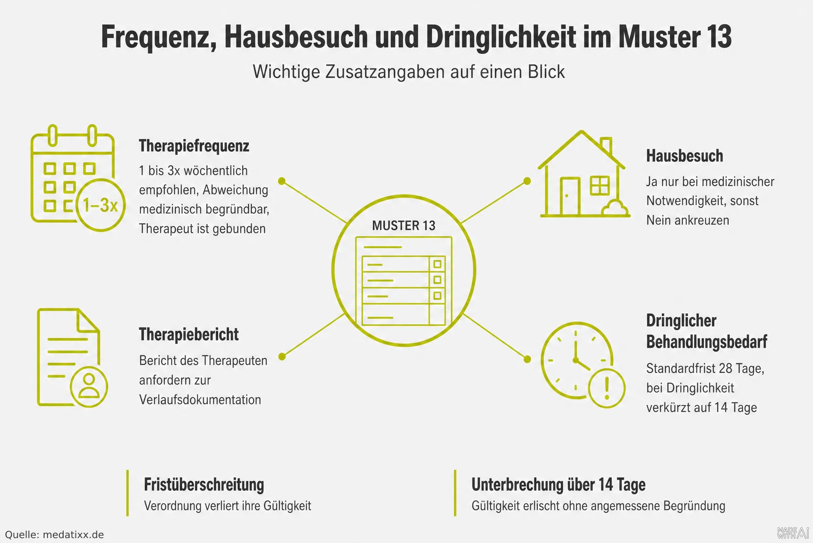 Frequenz, Hausbesuch und Dringlichkeit im Muster 13