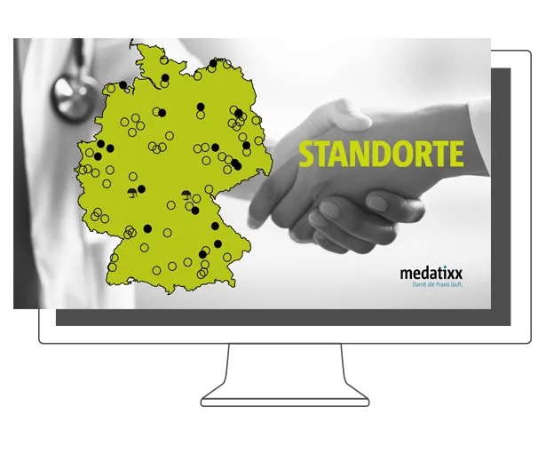 Monitor mit Screen Servicepartner-Standorte medatixx