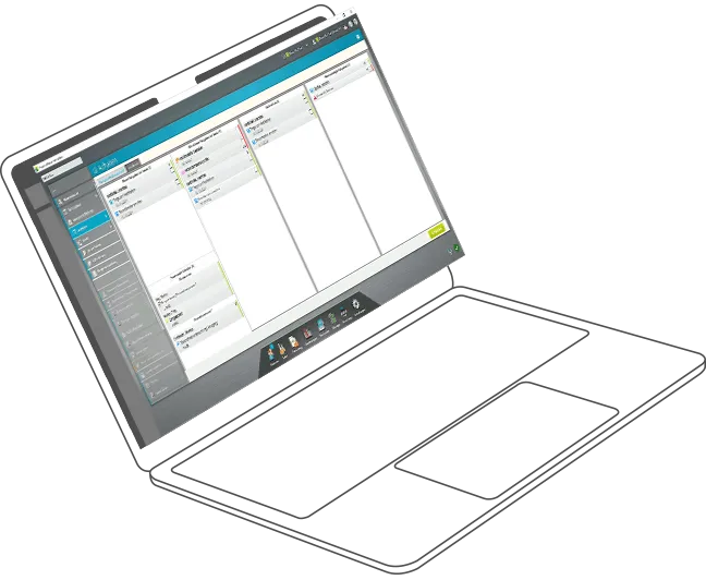 Monitor mit Abbildung aus Software medatixx zur Aufgabenmanagement
