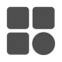 graues Icon, vier Quadrate und ein Kreis
