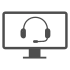 graues Icon, Bildschirm mit einem Headset darin
