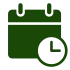 dunkelgrünes Icon, Monatskalender mit Uhrzeigern