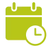 grünes Icon, Monatskalender mit Uhrzeigern