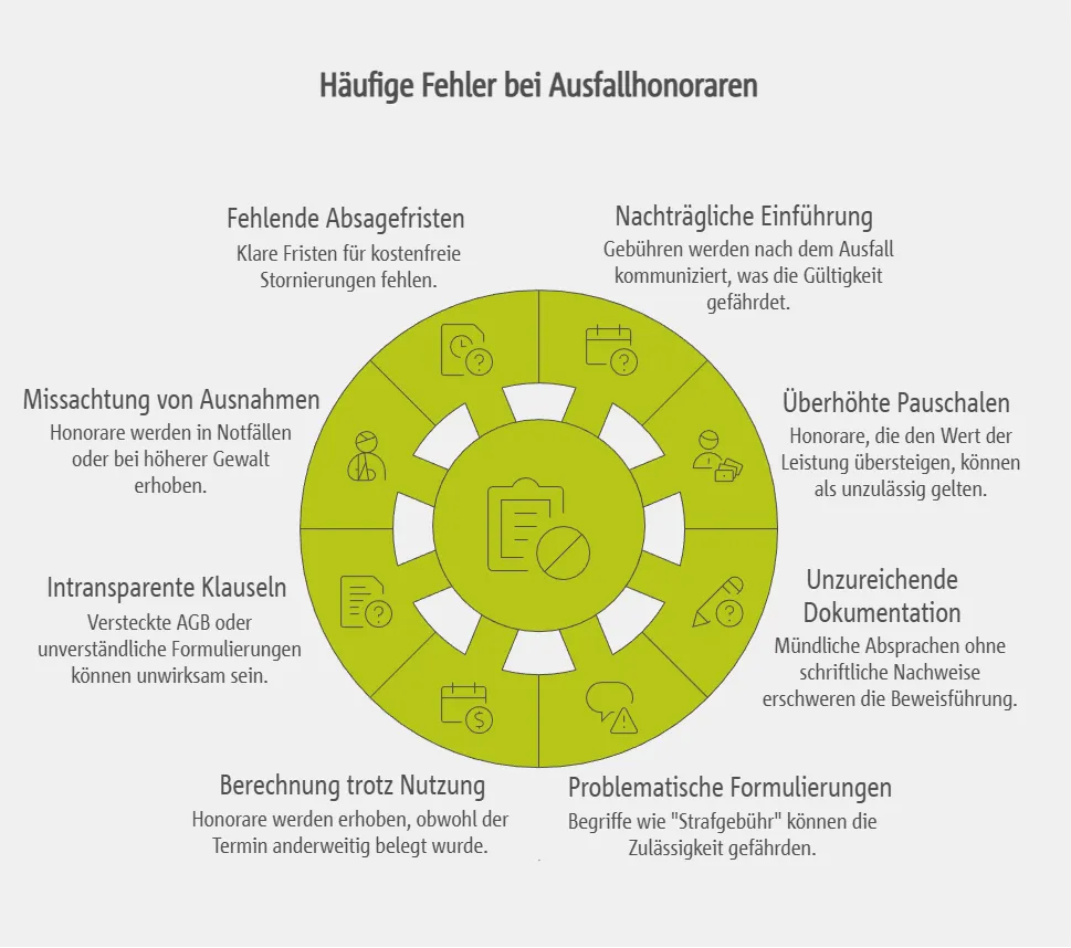 Häufige Fehler und rechtliche Risiken bei Ausfallhonoraren